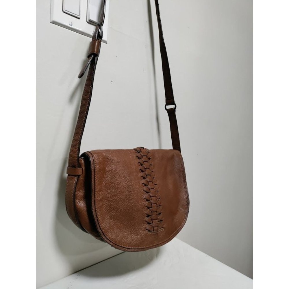 Banana Republic Ladies Bag Brown Leather U Shaped Crossbody Purse - Picture 7 of 14